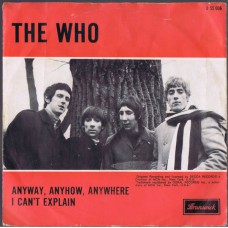 WHO,THE Anyway, Anyhow, Anywhere / I Can't Explain (Brunswick O 55006) Holland 1965 PS 45